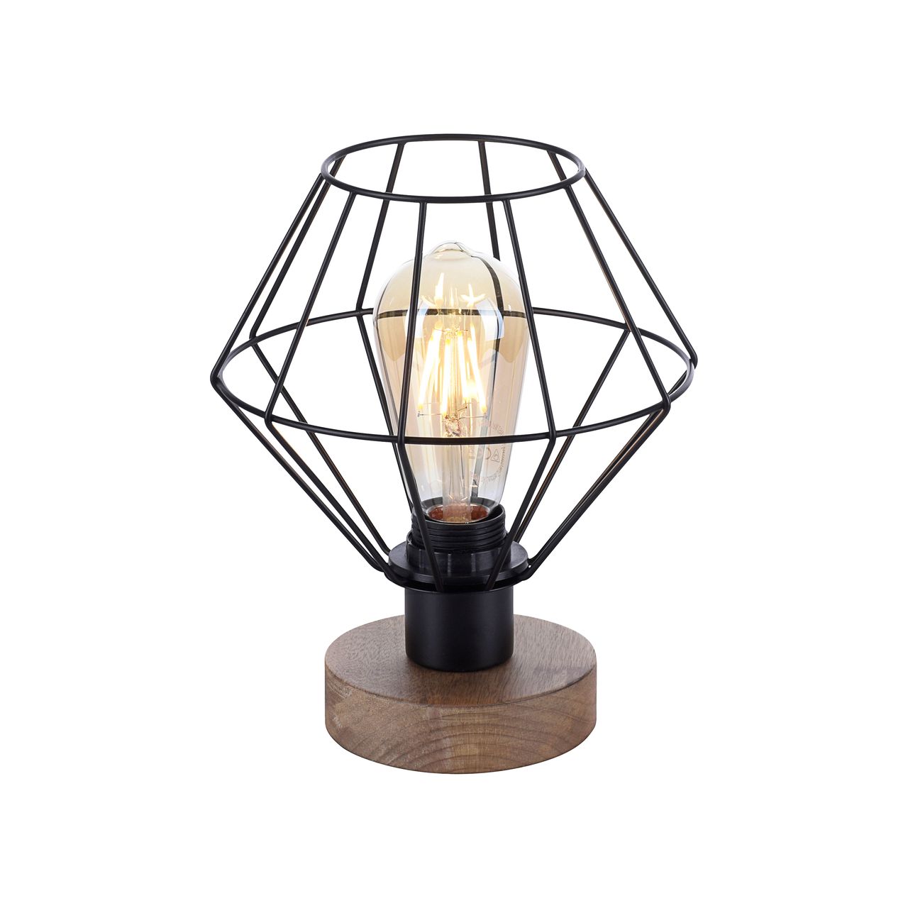 JUST LIGHT LeuchtenDirekt Tischleuchte KASKA, Holzdekor, 1xE27 max. 40 W, Innenleuchte, IP20