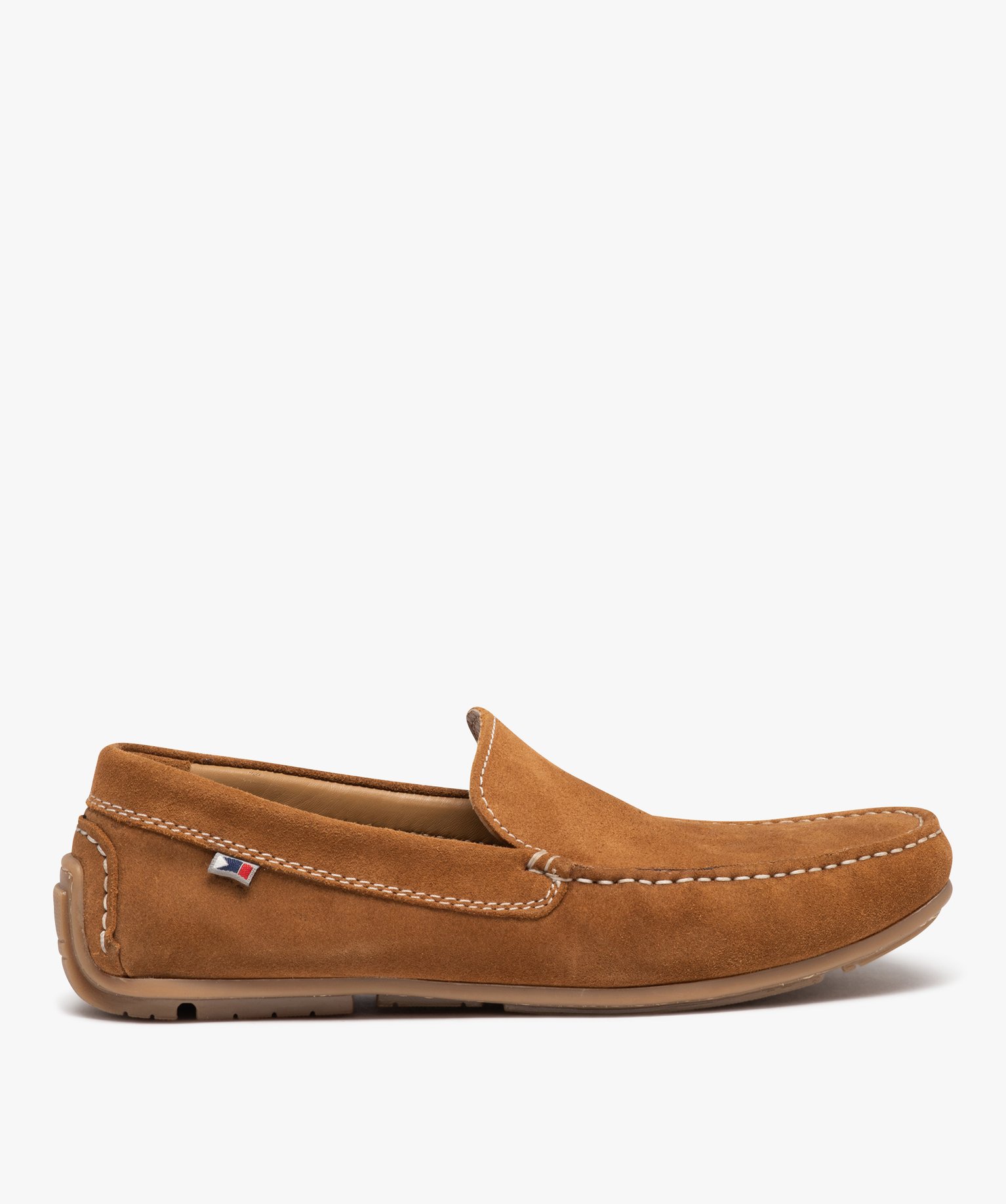 Mocassins homme unis en cuir velours camel | GEMO