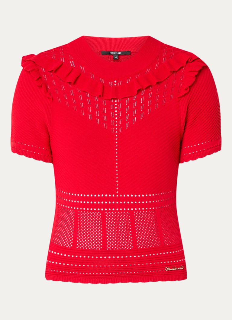 Top NIKKIE Delvine din tricot fin cu imprimeu ajurat