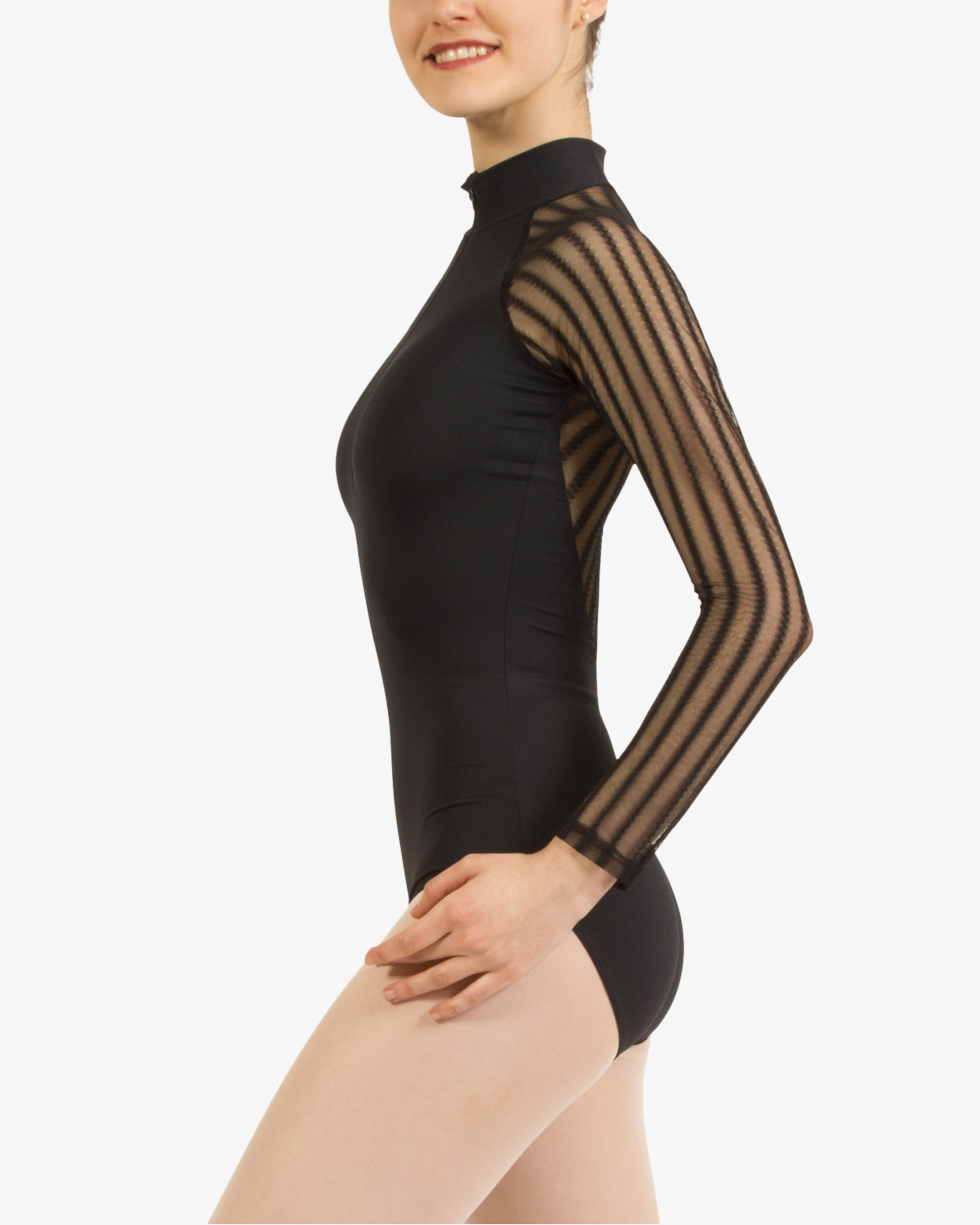 Fishnet officer collar leotard