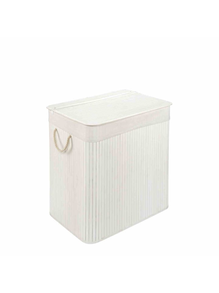 WohnDirect Wäschekorb mit Deckel BAMBOO in Weiß günstig kaufen
