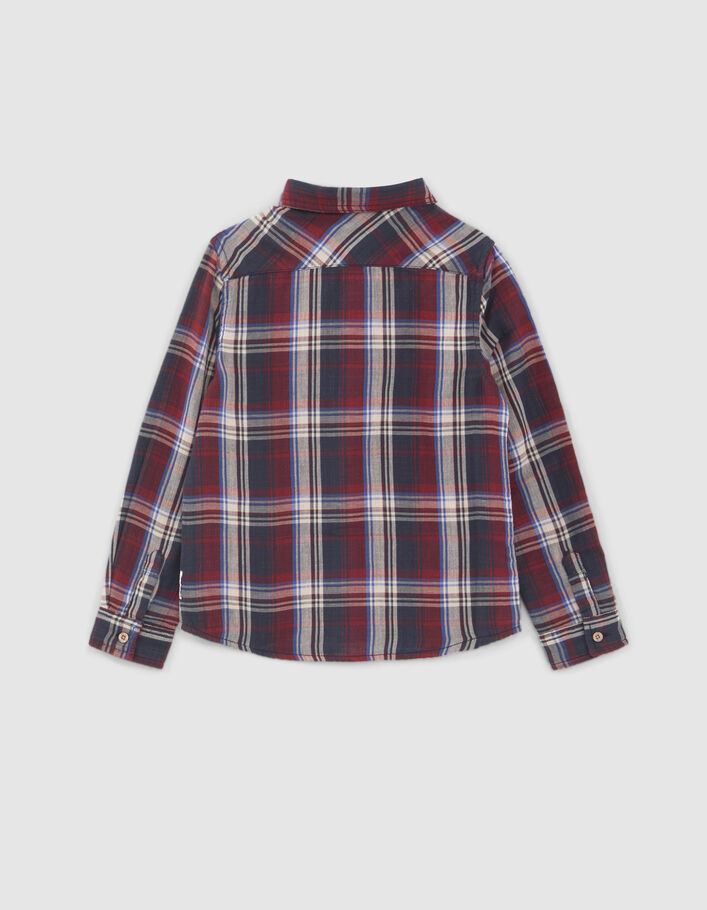 Chemise rouge mix carreaux capuche amovible garçon