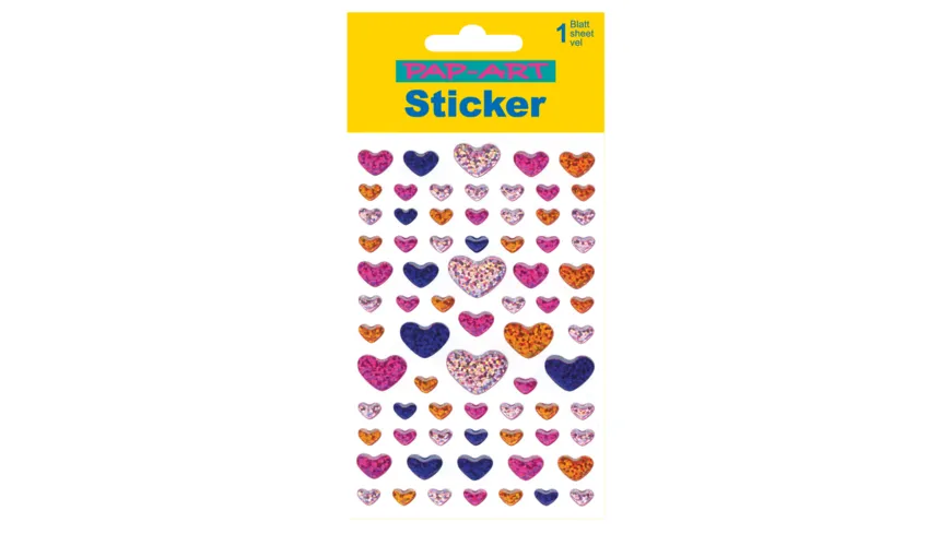 PAP-ART Sticker Herzen Glitzerfolie/Hologrammfolie/Laserfolie