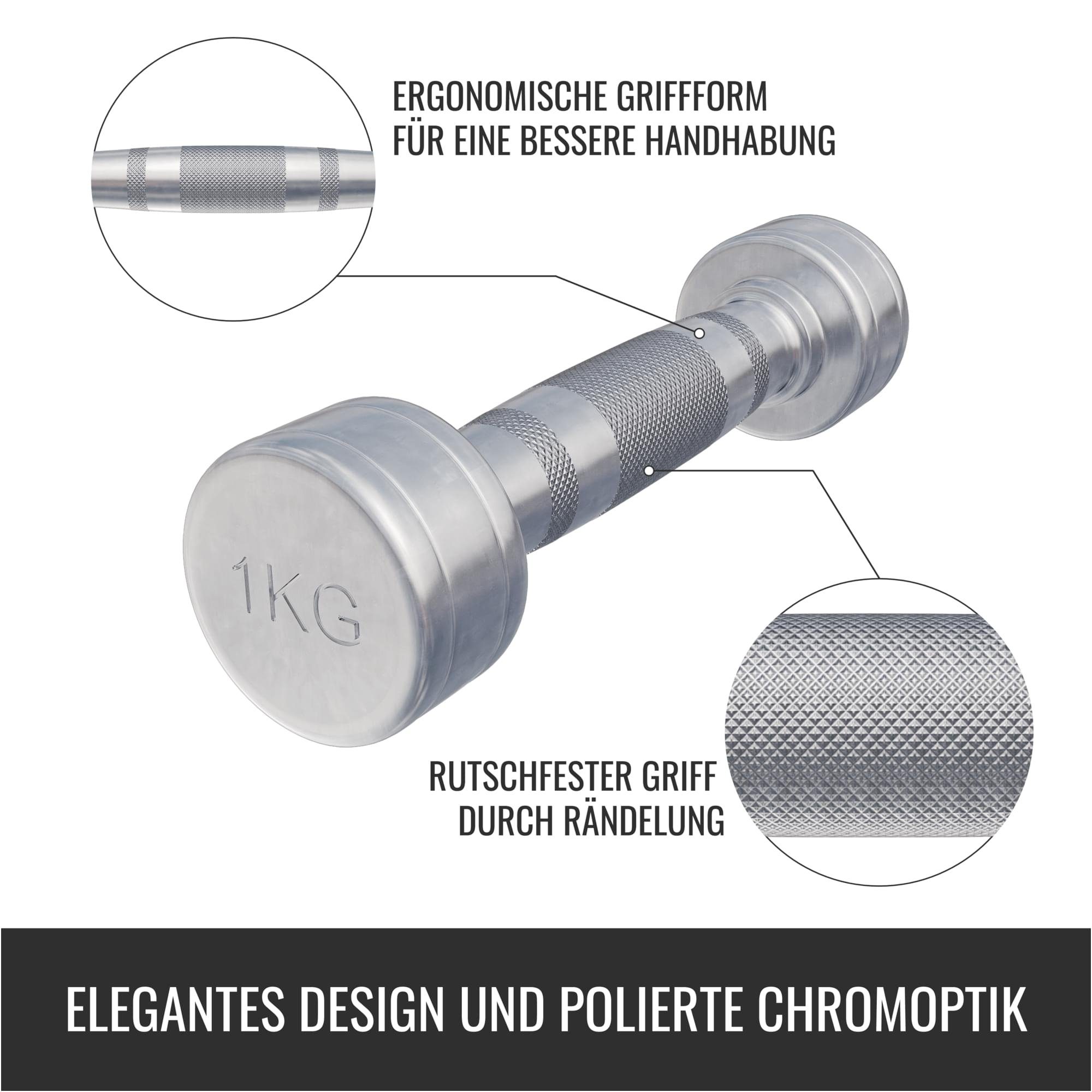 GORILLA SPORTS Kurzhantel Chrom - Einzeln/2er Set, 2-30kg Gewichte, Gerändelt, Stahl - Hantelset, (Set)