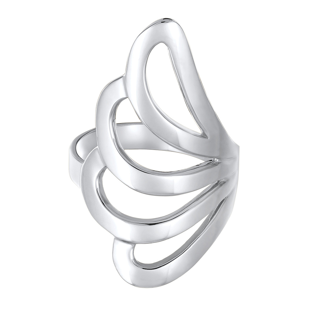 Nenalina Nenalina Bague Femmes déclaration basique vague géo en argent sterling 925 Bague
