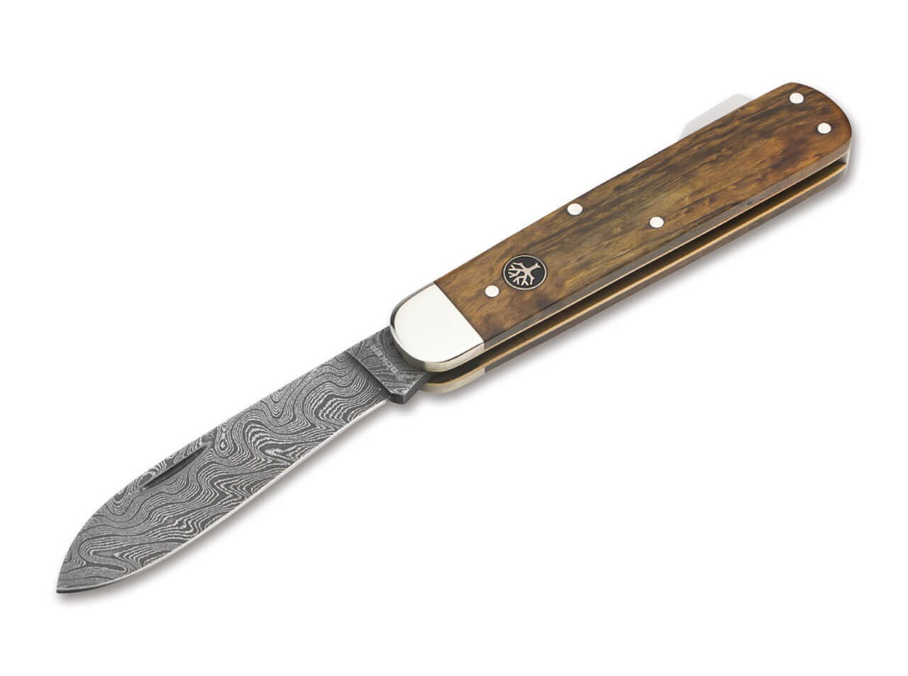 Jagdmesser Mono Damast Maserbirke Braun