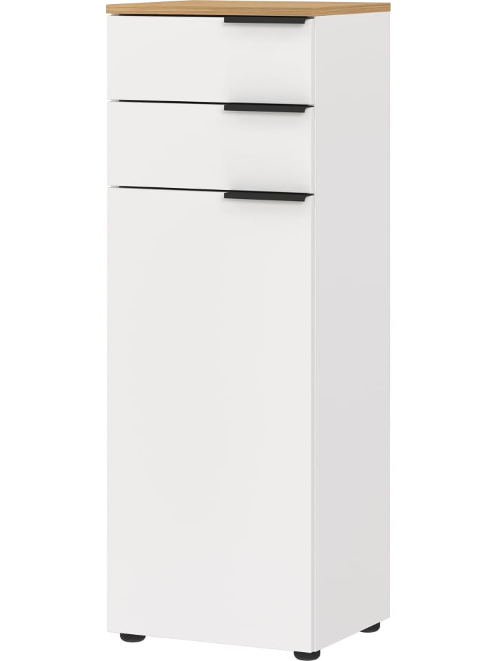 KADIMA DESIGN Badschrank mit Schubladen, Dämpfung, 39x34x111 cm, Weiß-Beige günstig kaufen onesize