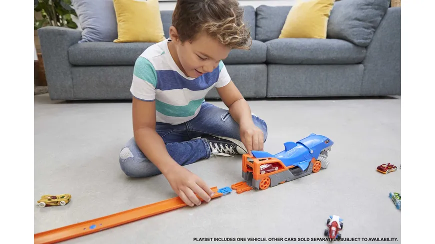 Hot Wheels Hungriger Hai-Transporter für bis zu 5 Spielzeugautos