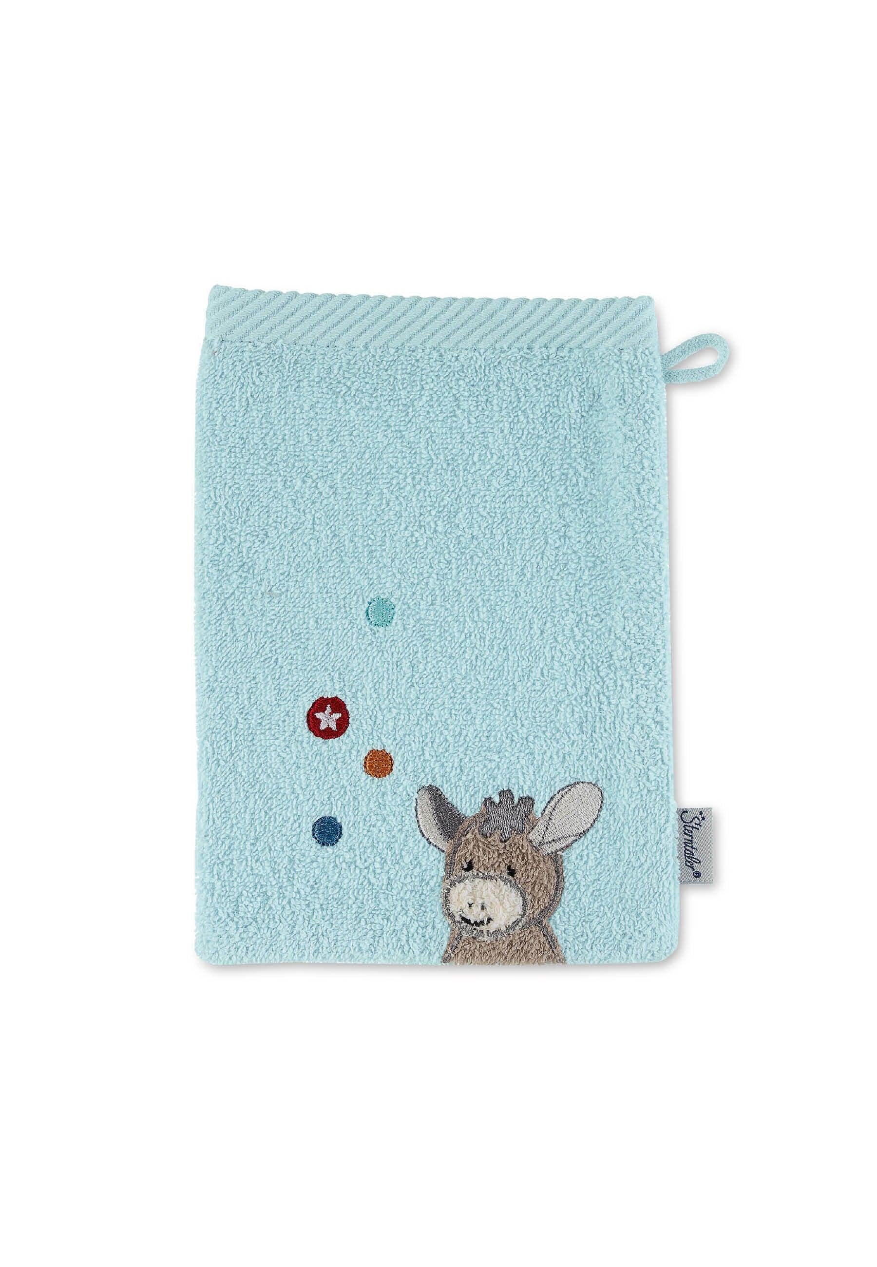 Waschhandschuh Esel Emmi in Mittelblau, 15x21cm