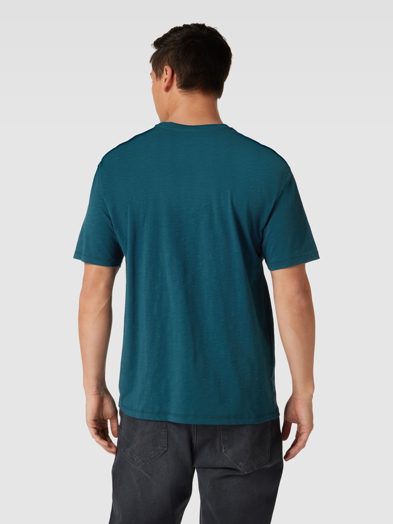 T-Shirt mit Knopfleiste in petrol