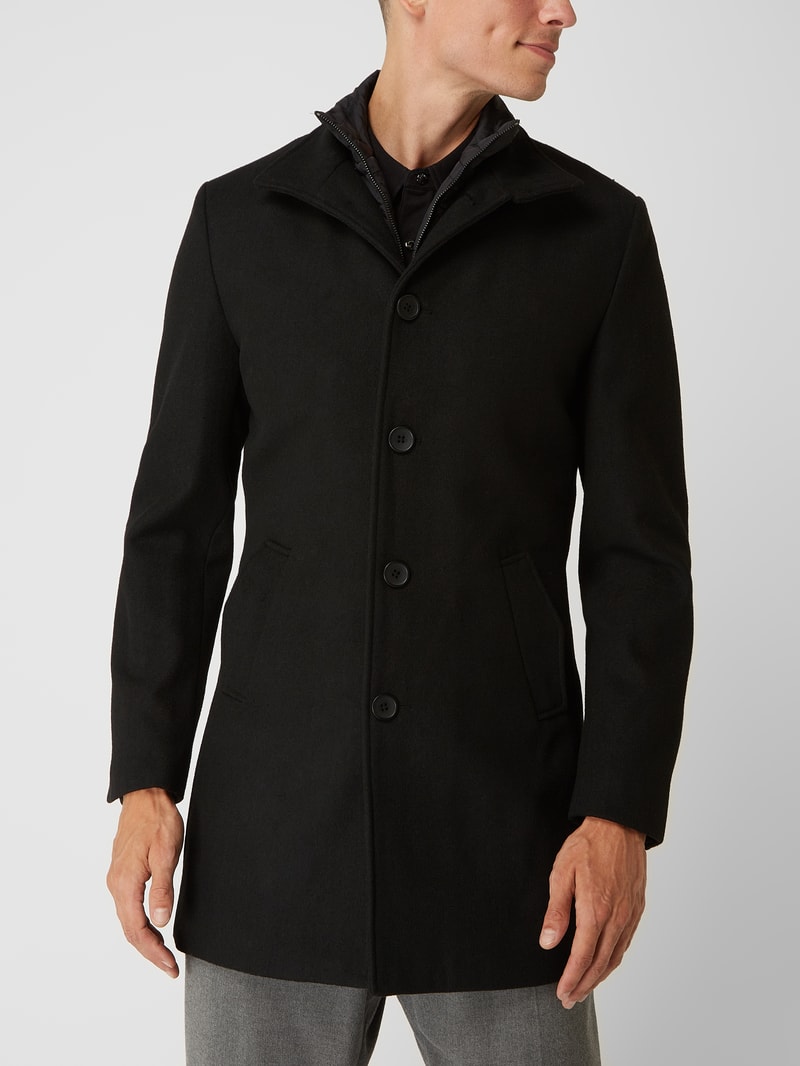 Kurzmantel aus Wollmischung im 2-in-1-Look Modell 'Ontario' in schwarz