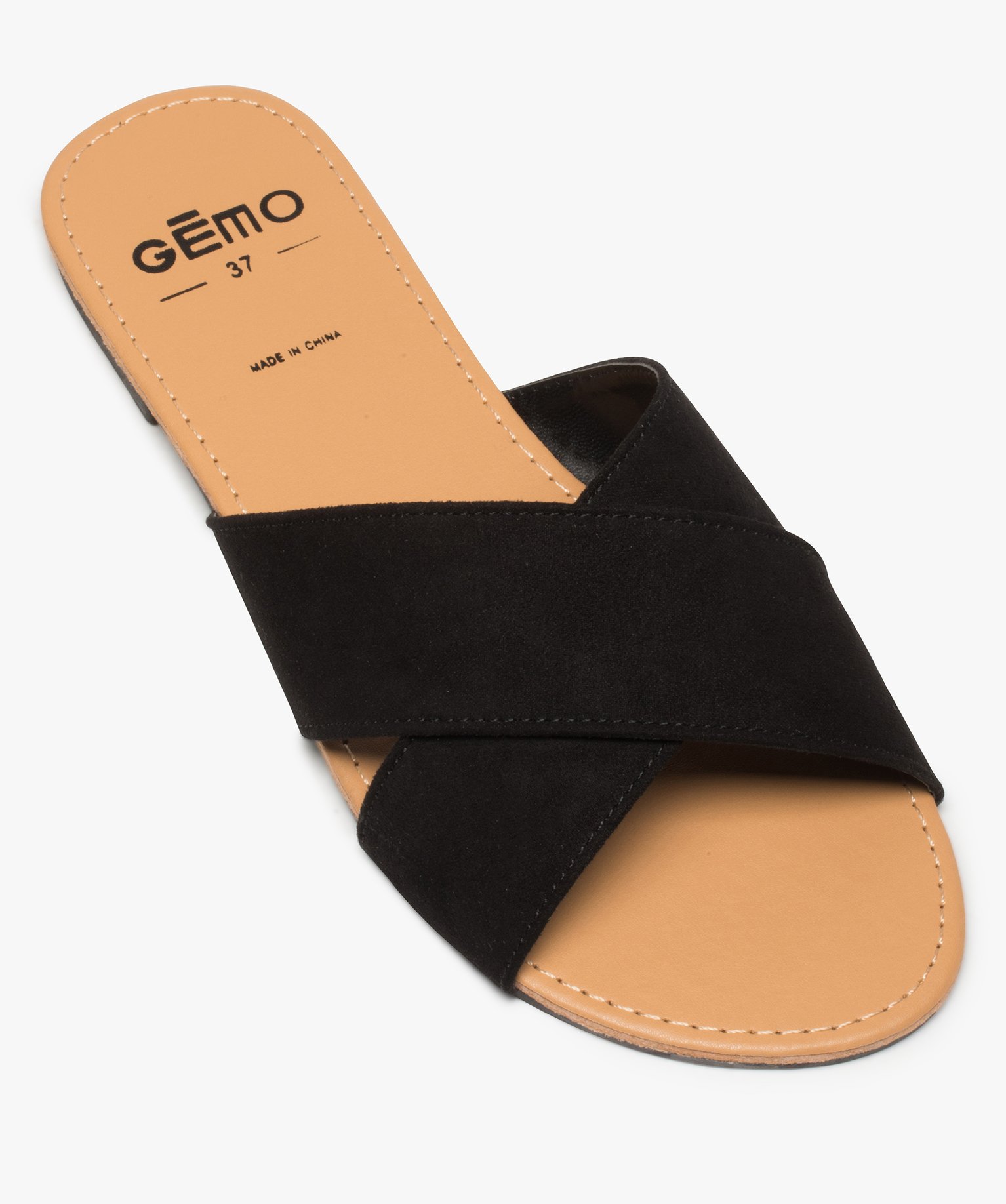 Sandales femme à larges brides croisées souples noir | GEMO