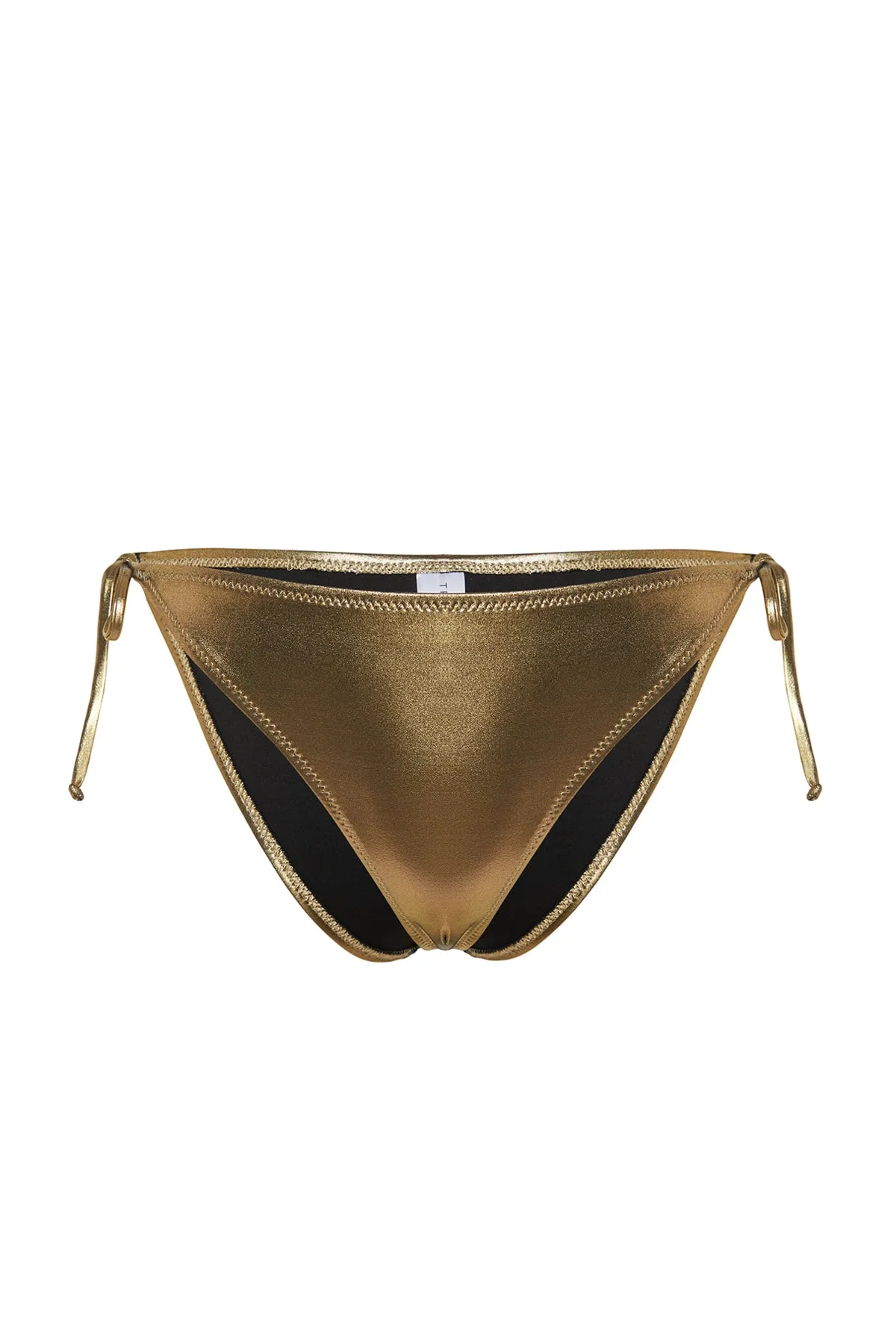 Trendyol Collection  Brasilianisches Bikiniunterteil mit goldenem Print und leuchtendem Lack TBESS23BA00315