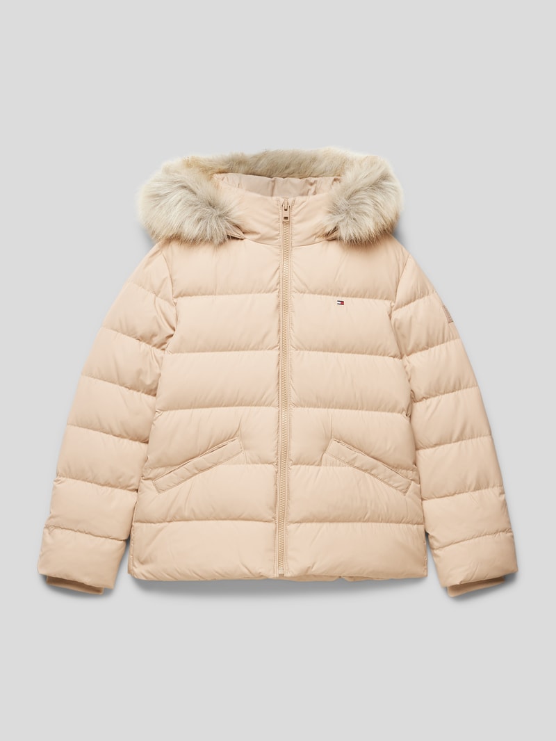 Steppjacke mit Label-Stitching in stein