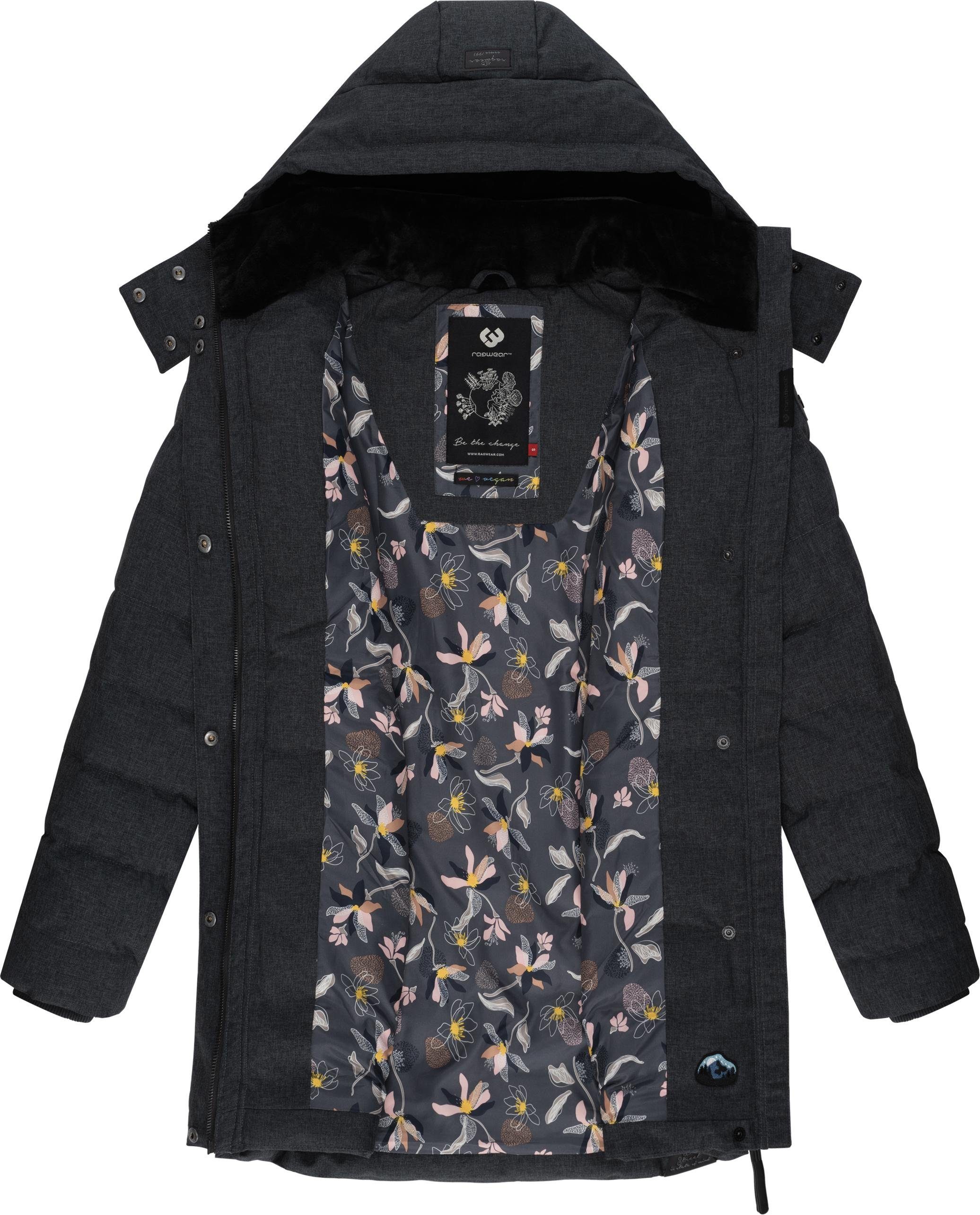 Ragwear Kurzmantel Ashanta stylischer, gesteppter Winterparka mit gefütterter Kapuze