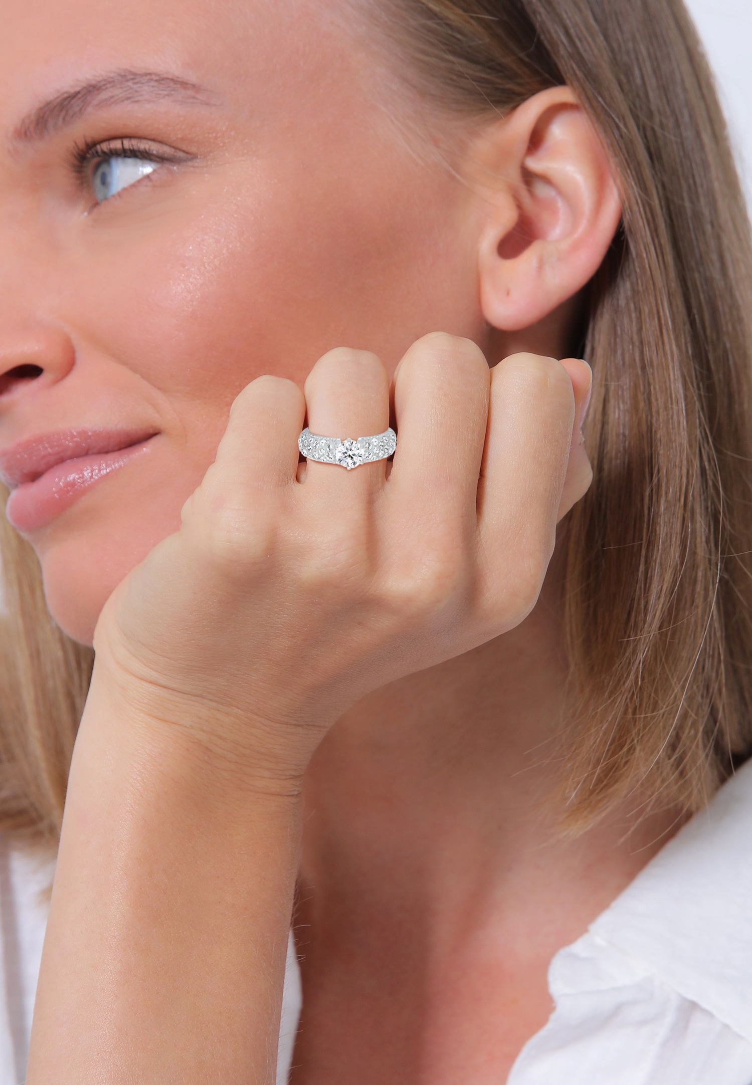 Anello di fidanzamento Elli PREMIUM con cristalli in argento sterling 925