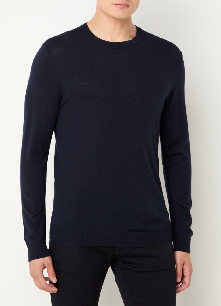 Boggi Milano Fine-knit wool pullover with round neck