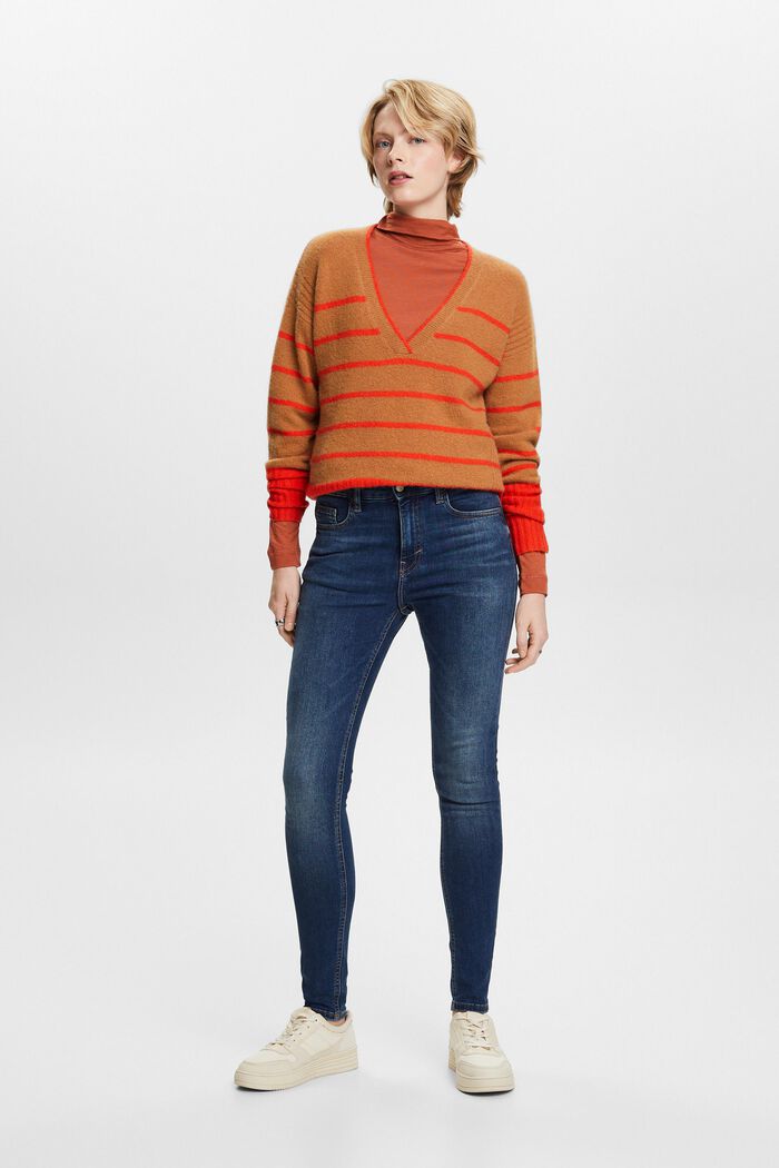 Recycelt: Skinny Stretchjeans mit hohem Bund