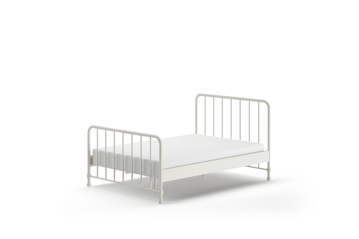 VIPACK Jugendbett BRONXX mit Liegefläche 140 xx 200 cm, Ausf. Metall Weiß matt