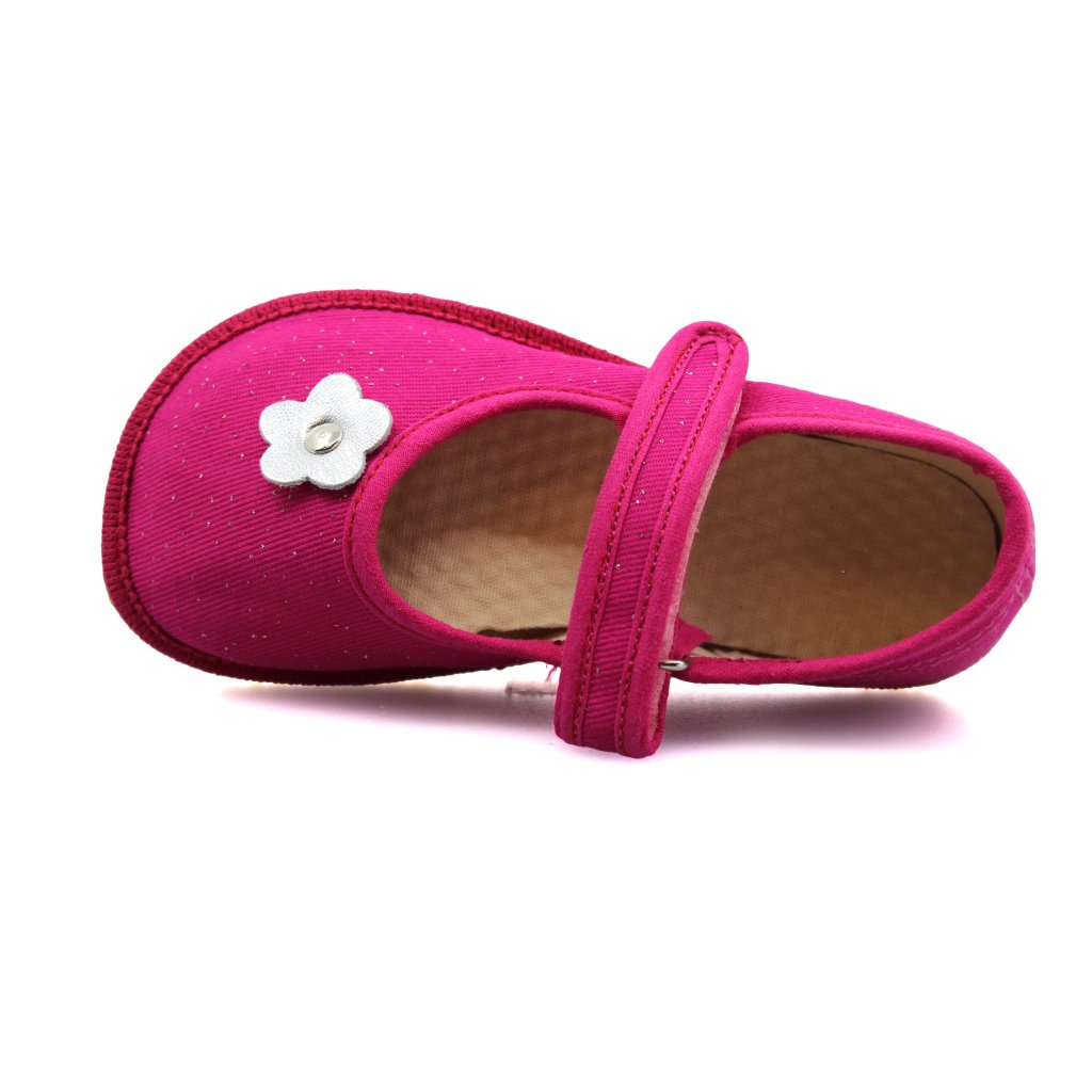 Beda rosa Glitzer Canvas Hausschuhe / Ballerinas (BF-060010 / BA)