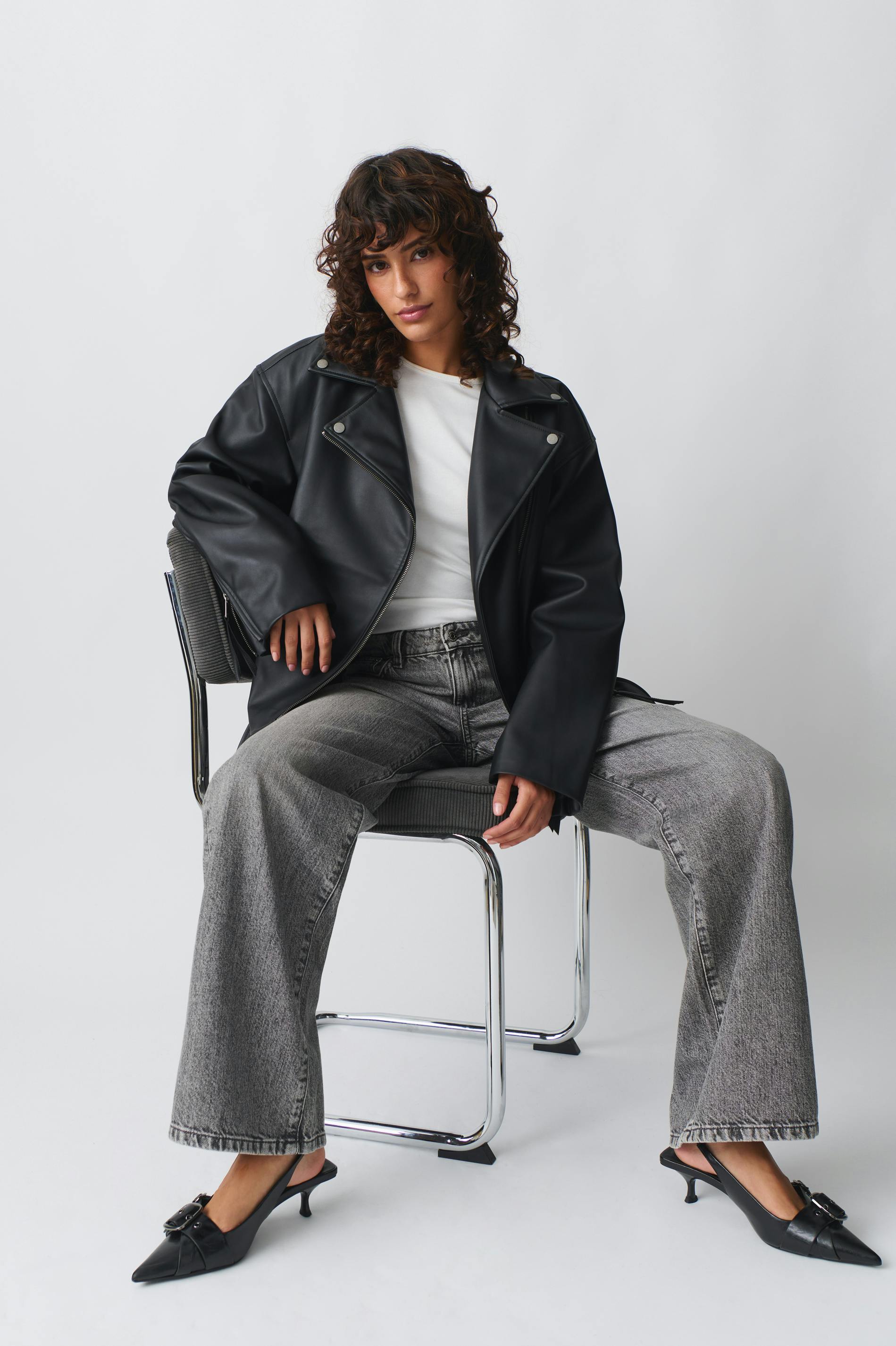 Belted biker jacket