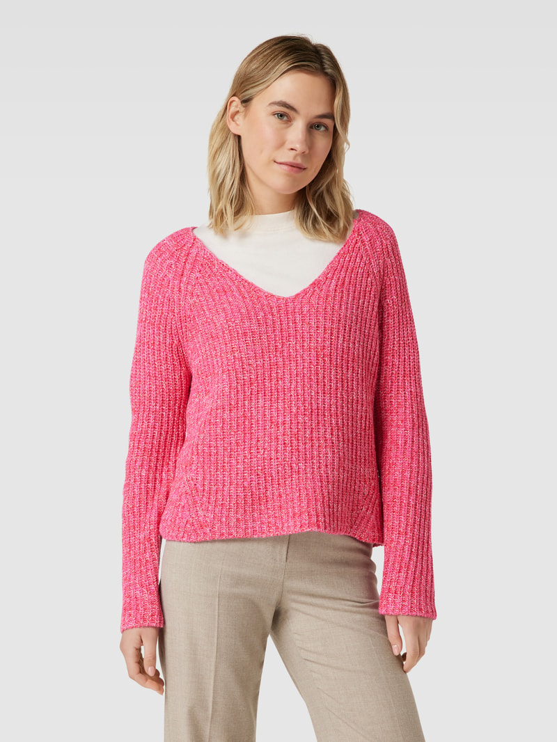 Strickpullover in Melange-Optik Modell 'Sangi' in hellrot