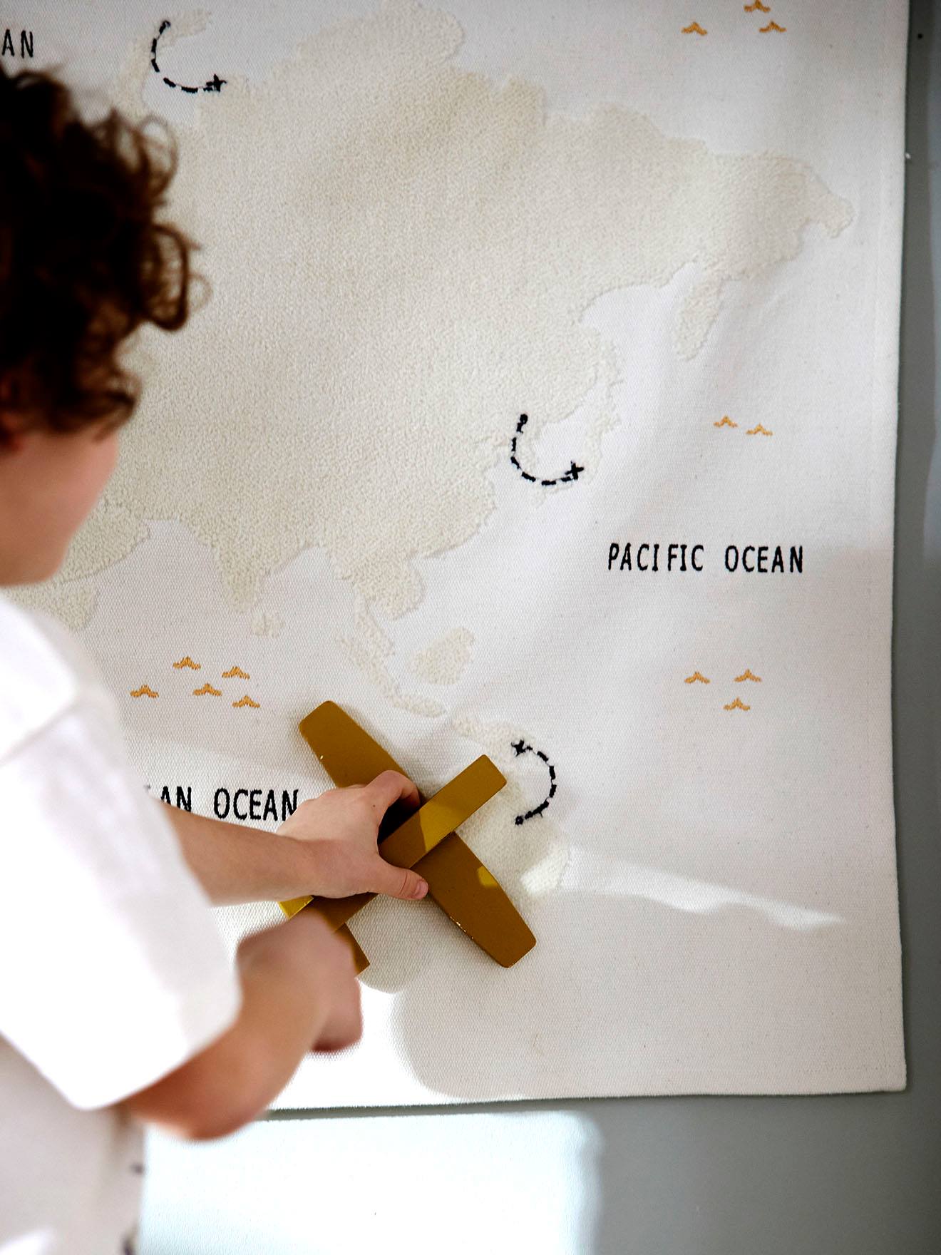 Vertbaudet Kinderzimmer Wandbehang WELTKARTE - wollweiß
