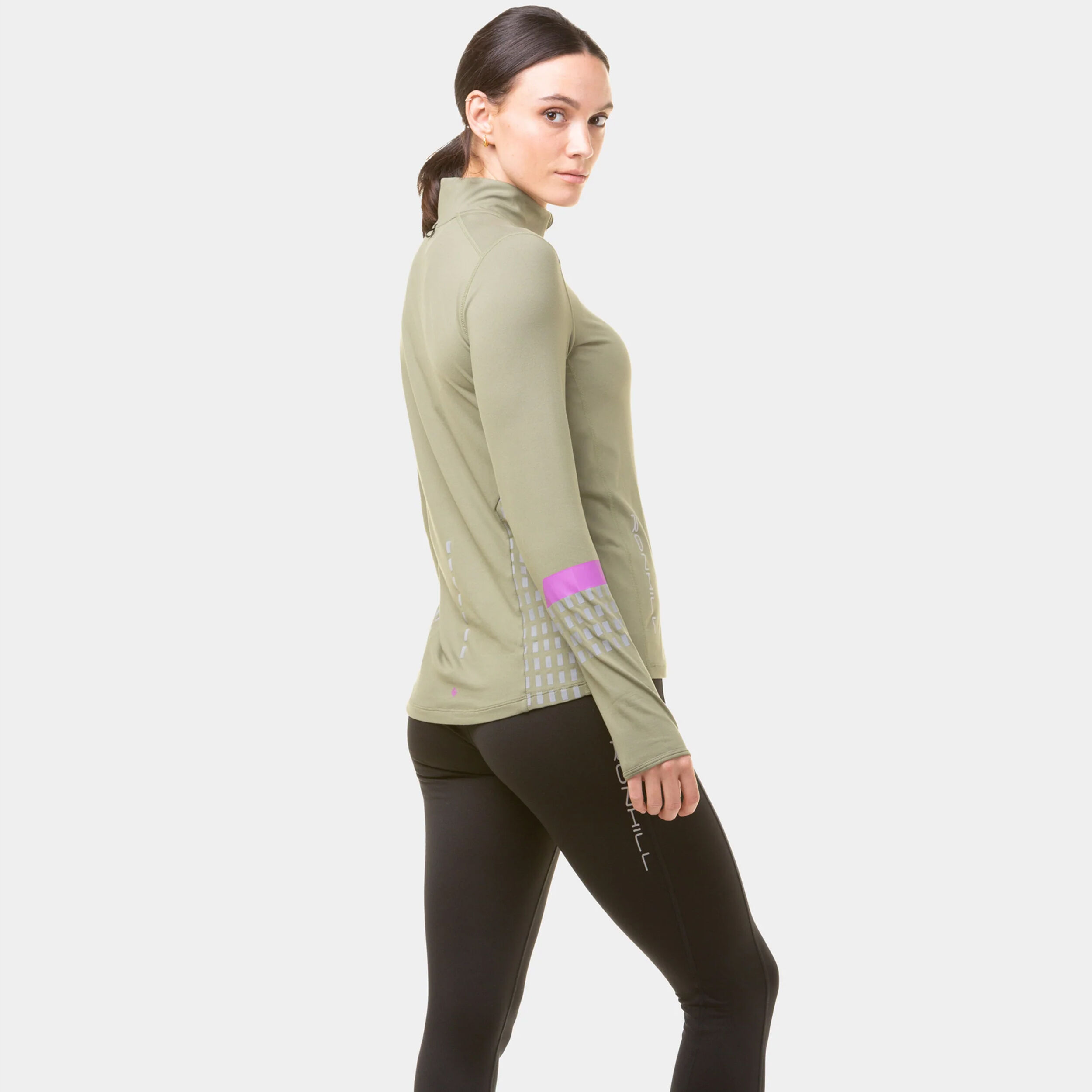 Tech Afterhours 1/2 Zip Laufshirt Damen - Oliv