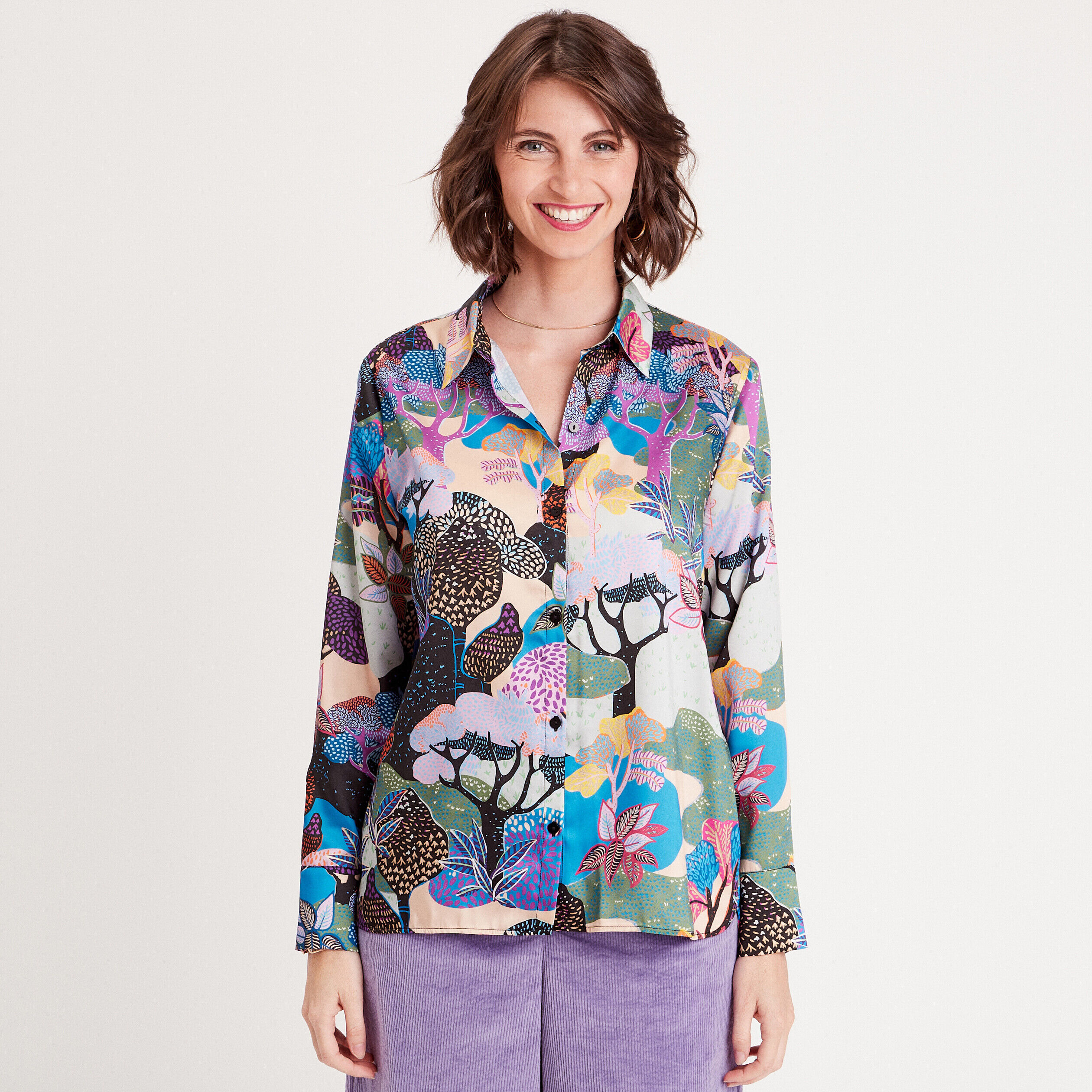 Chemise satin manches longues parme femme | Cache Cache