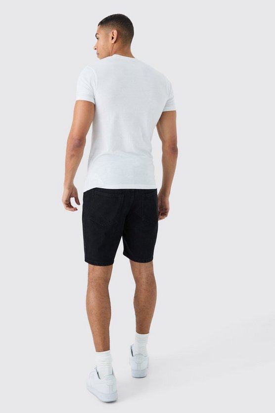 Schwarze Slim-Fit Jeansshorts