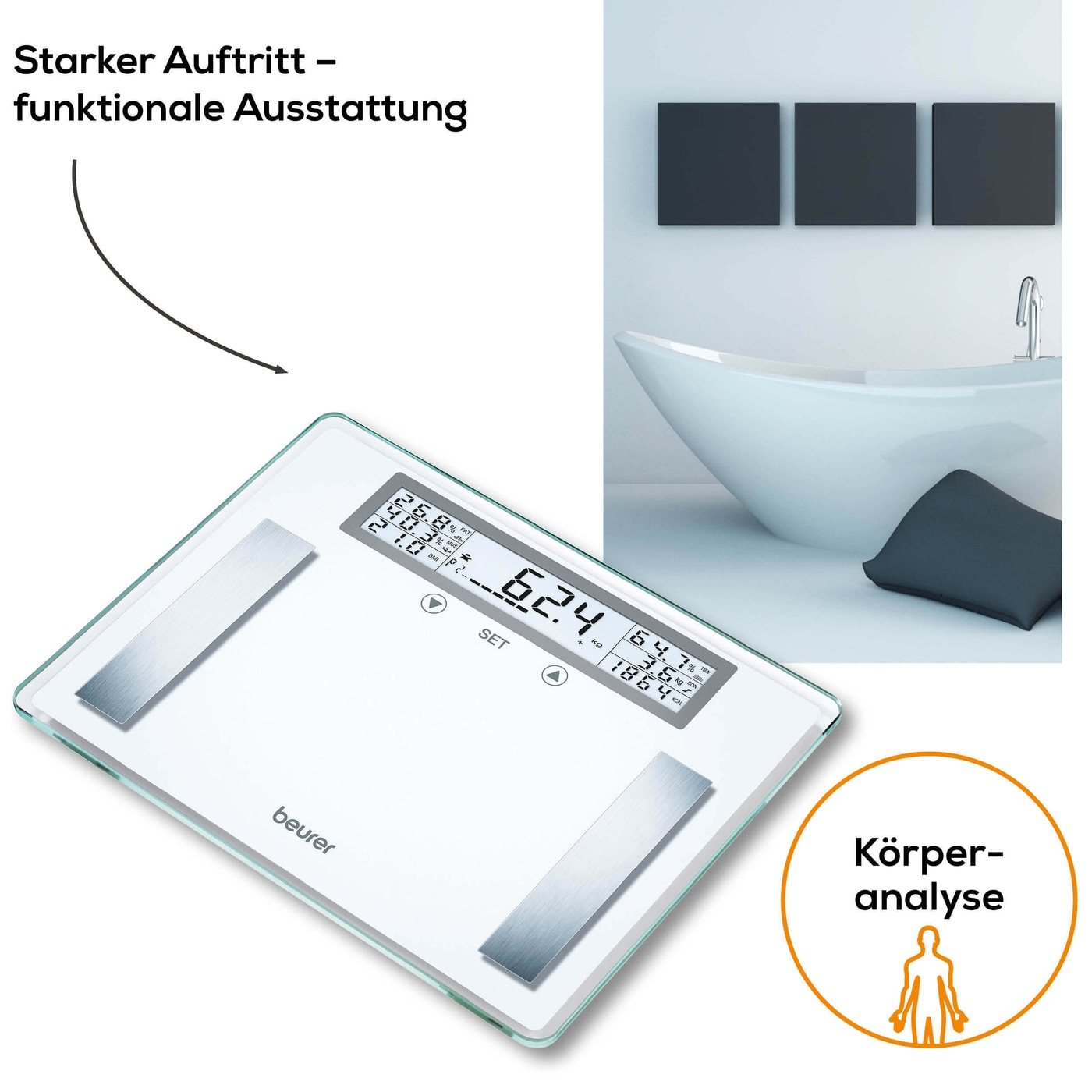Beurer Diagnosewaage BG 51 XXL-Diagnosewaage mit BMI Ganzkörperanalyse - bis 200 kg