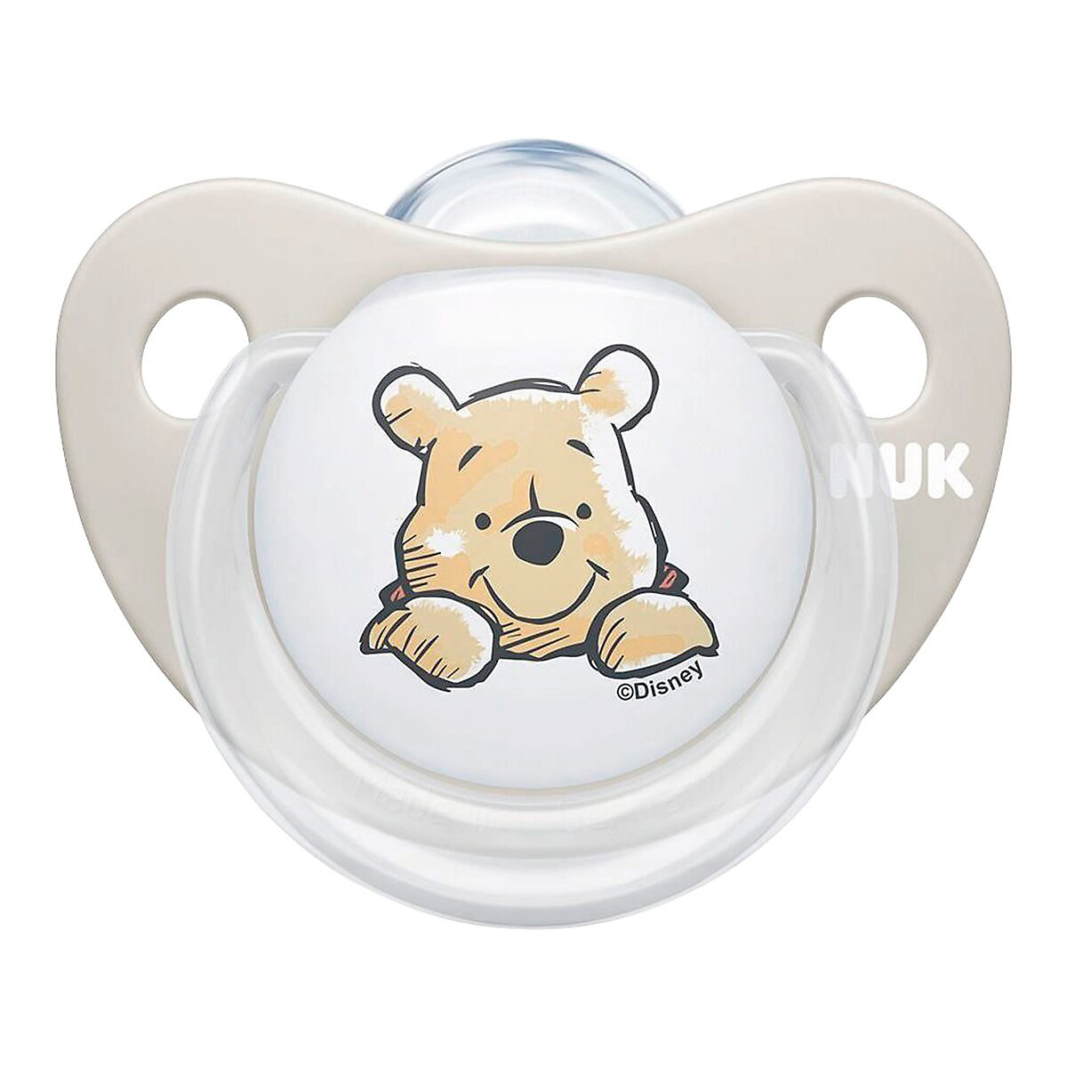 NUK   Winnie Puuh Trendline Silikon-Schnuller, kiefergerechte Form, 0-6 Monate, 2 Stück, Beige & Blau
