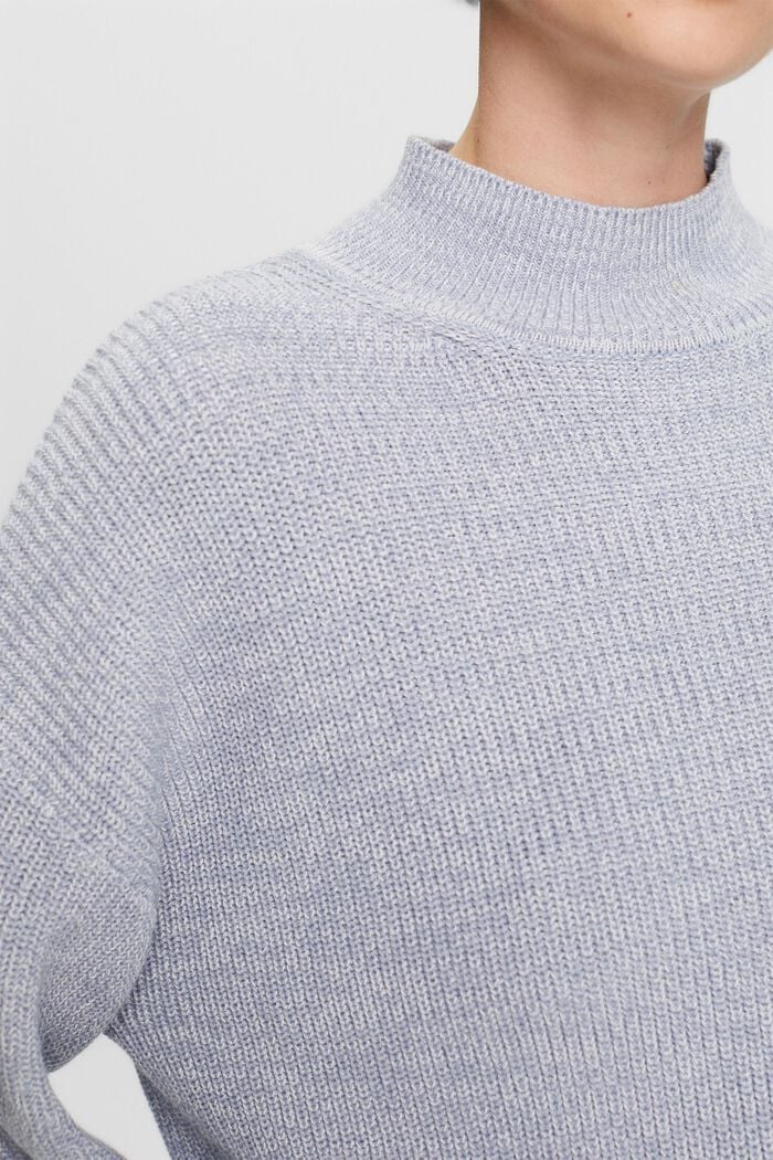 Rippstrickpullover mit Stehkragen