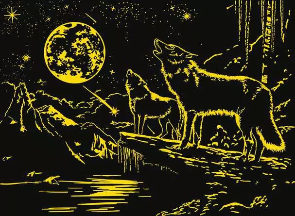 Puzzle 500 Teile - Wolf im Nordlicht