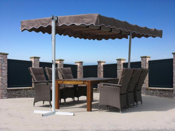 Grasekamp Standmarkise Dubai Taupe 375 x 225 cm mit Schutzhülle Terrassenüberdachung Raffmarkise Mobile Markise Ziehharmonika