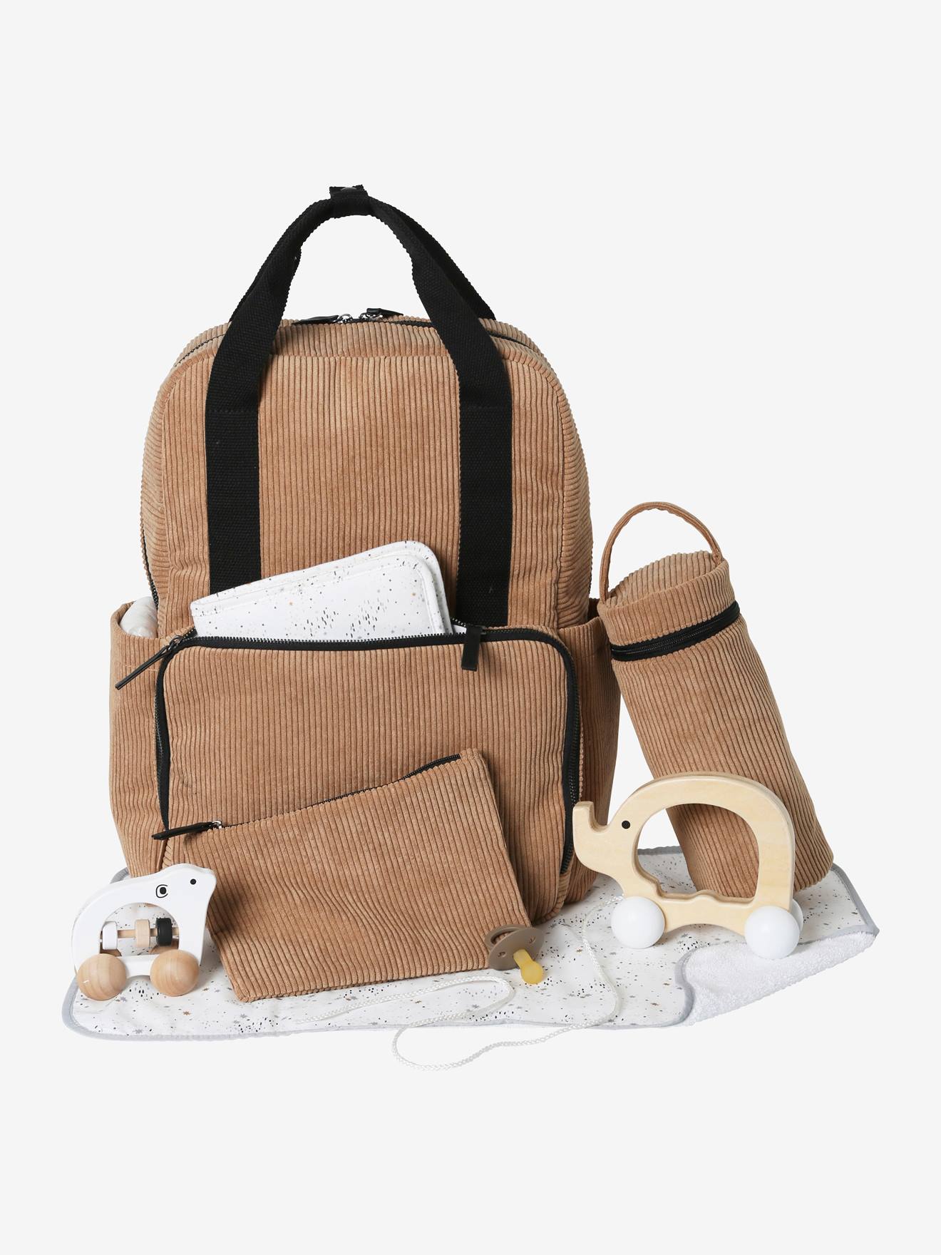 Sac à dos velours côtelé Travel noisette