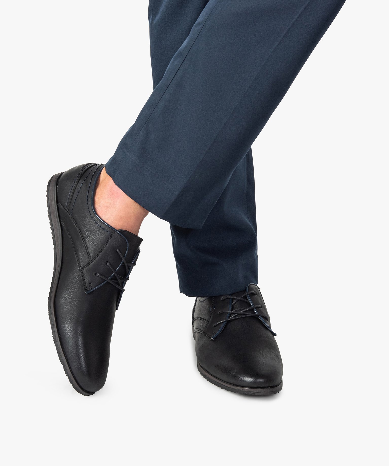 Derbies homme unis avec surpiqres contrastées noir | GEMO