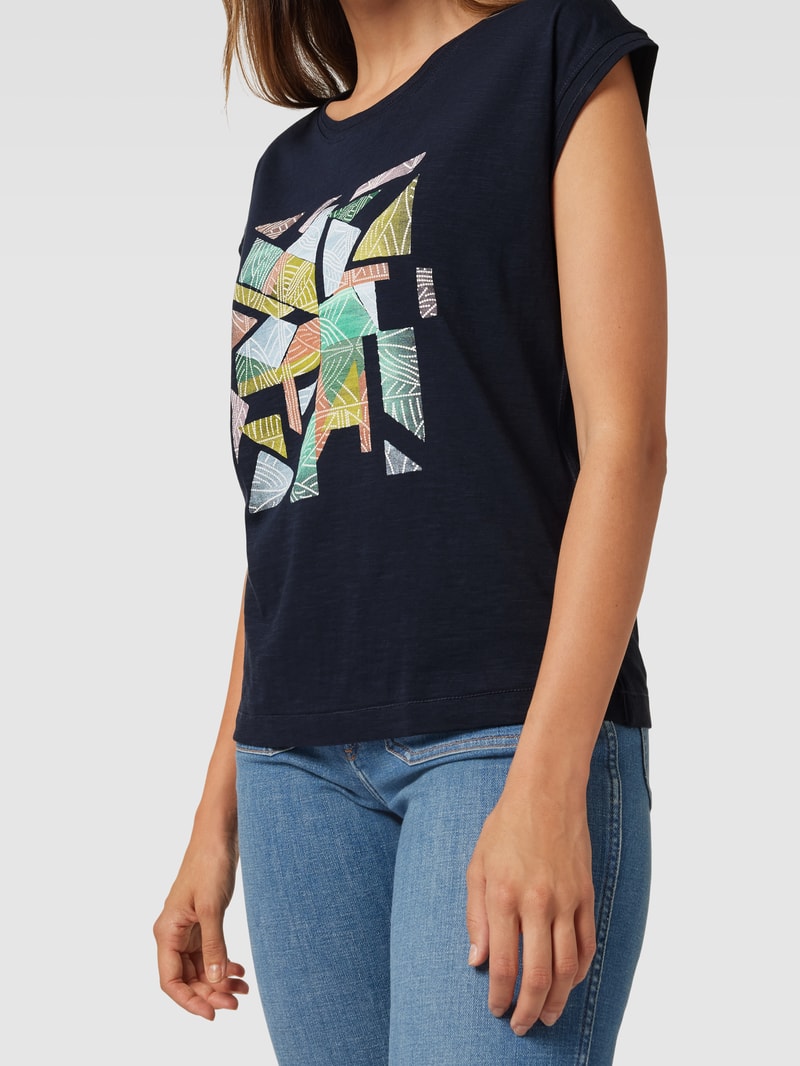T-Shirt mit grafischem Muster in marineblau