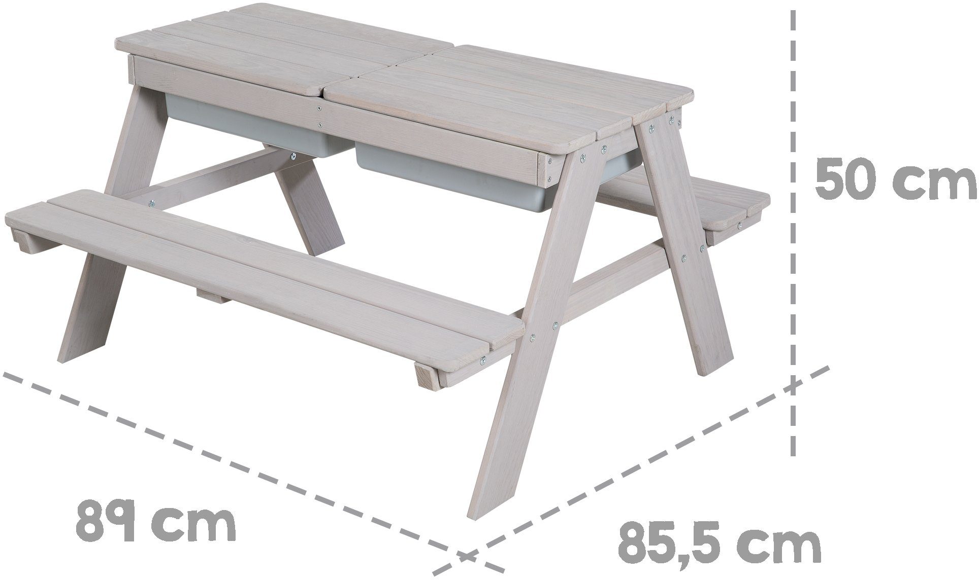 roba® Kindersitzgruppe Picknick for 4 Outdoor + mit Spielwannen, Grau, (Set), mit abgerundeten Ecken; inklusive Sitzauflagen ÂLittle StarsÂ