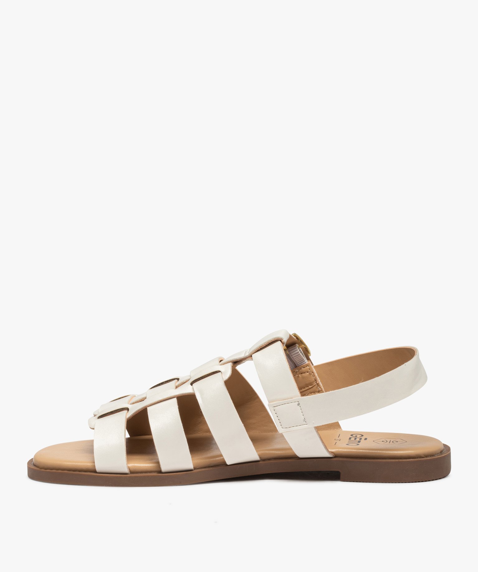 Sandales femme unies à talon plat et brides larges blanc | GEMO