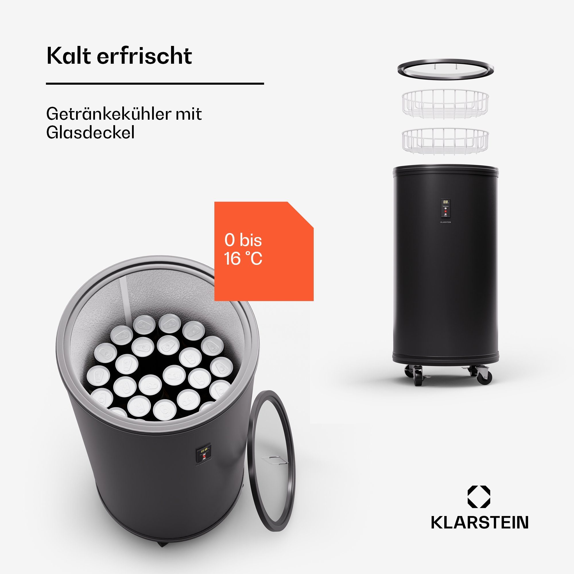 Klarstein Getränkekühlschrank ICE4-MR.-Barbot-50-b 10045459, 82 cm hoch, 43 cm breit, Bier Hausbar Getränkekühlschrank Flaschenkühlschrank