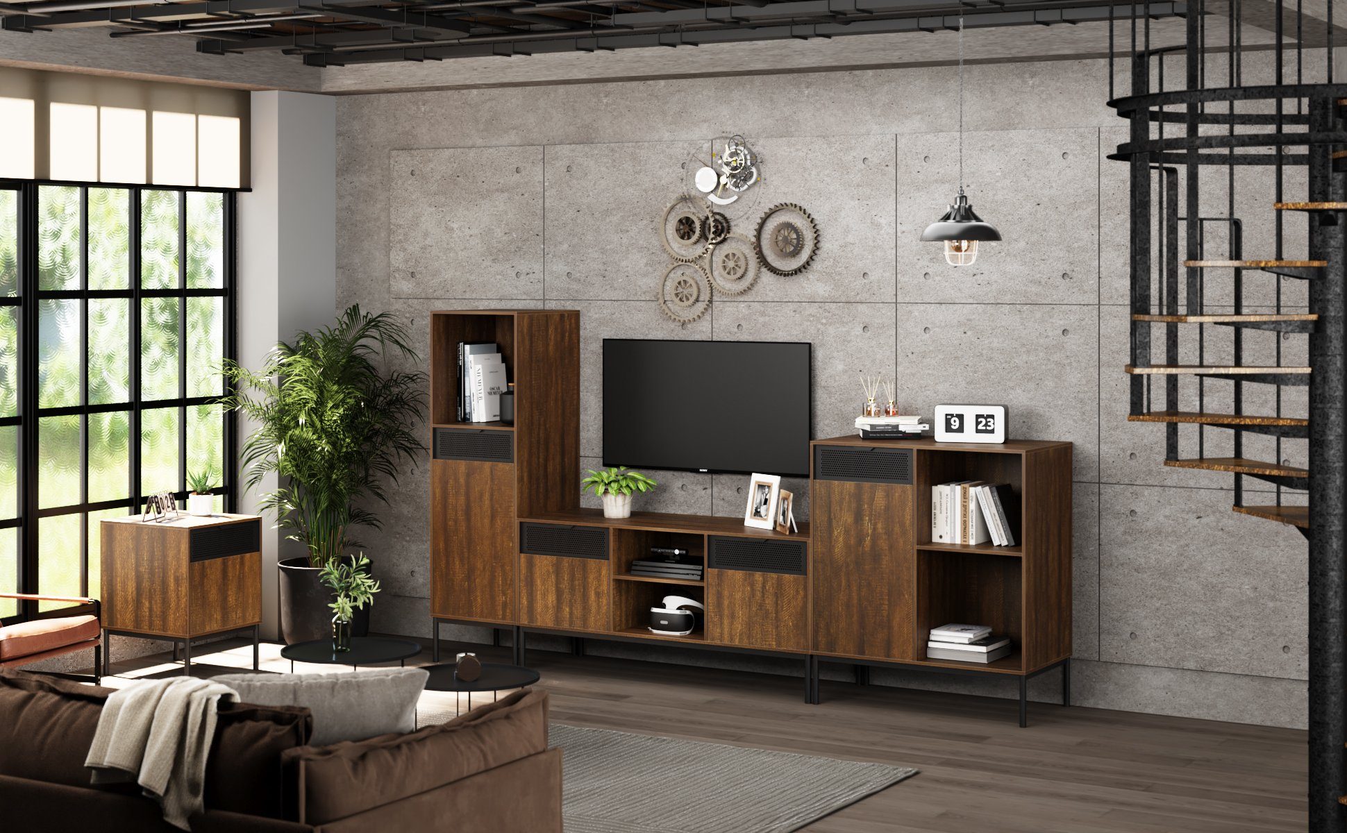 Mondeer Kommode Hohes Sideboard, mit Ausgeschnittenen Metalltüren und Verstellbaren Trennwänden