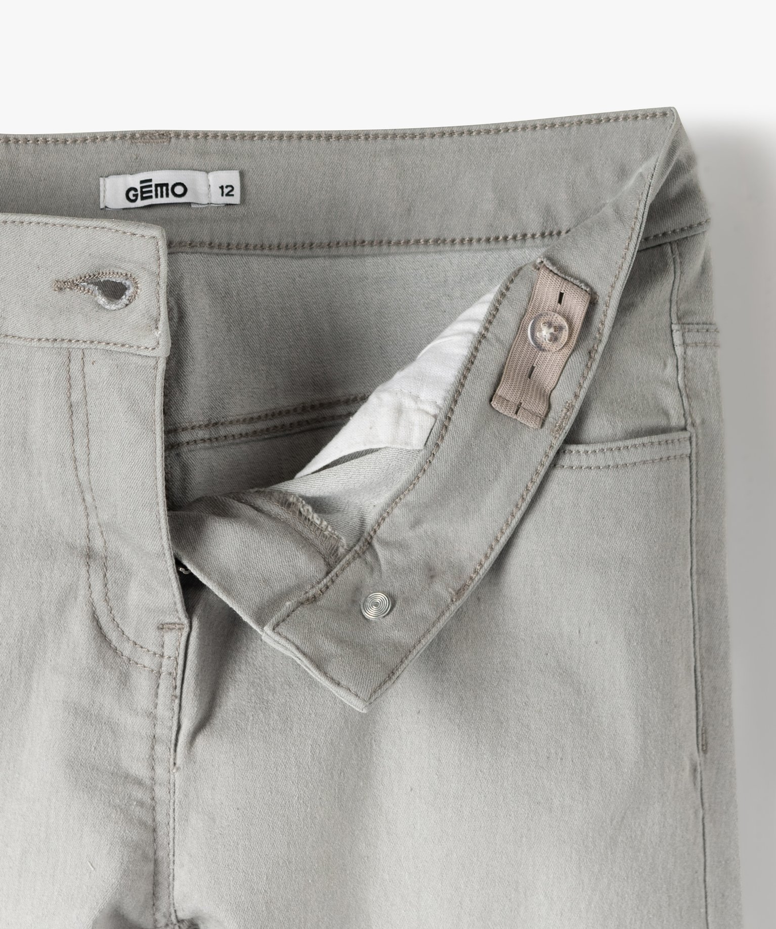 Jean fille coupe skinny en matière extensible gris clair | GEMO
