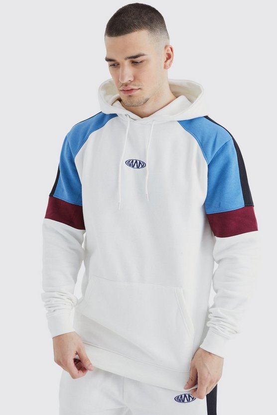 Tall Slim-Fit Man Colorblock Trainingsanzug mit Kapuze