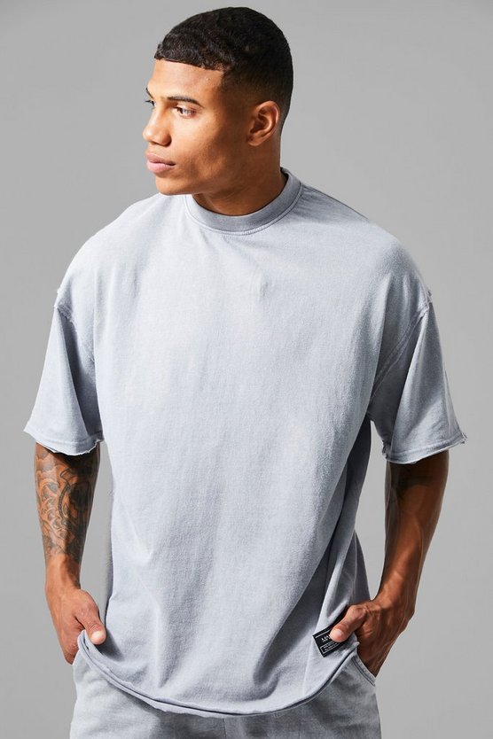 Oversize Man Active T-Shirt mit Acid-Waschung