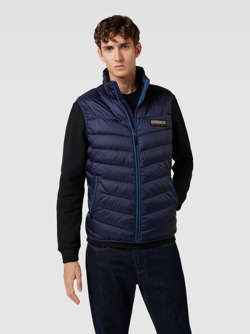 Regular Fit Steppweste mit Stehkragen Modell 'AERONS' in marineblau