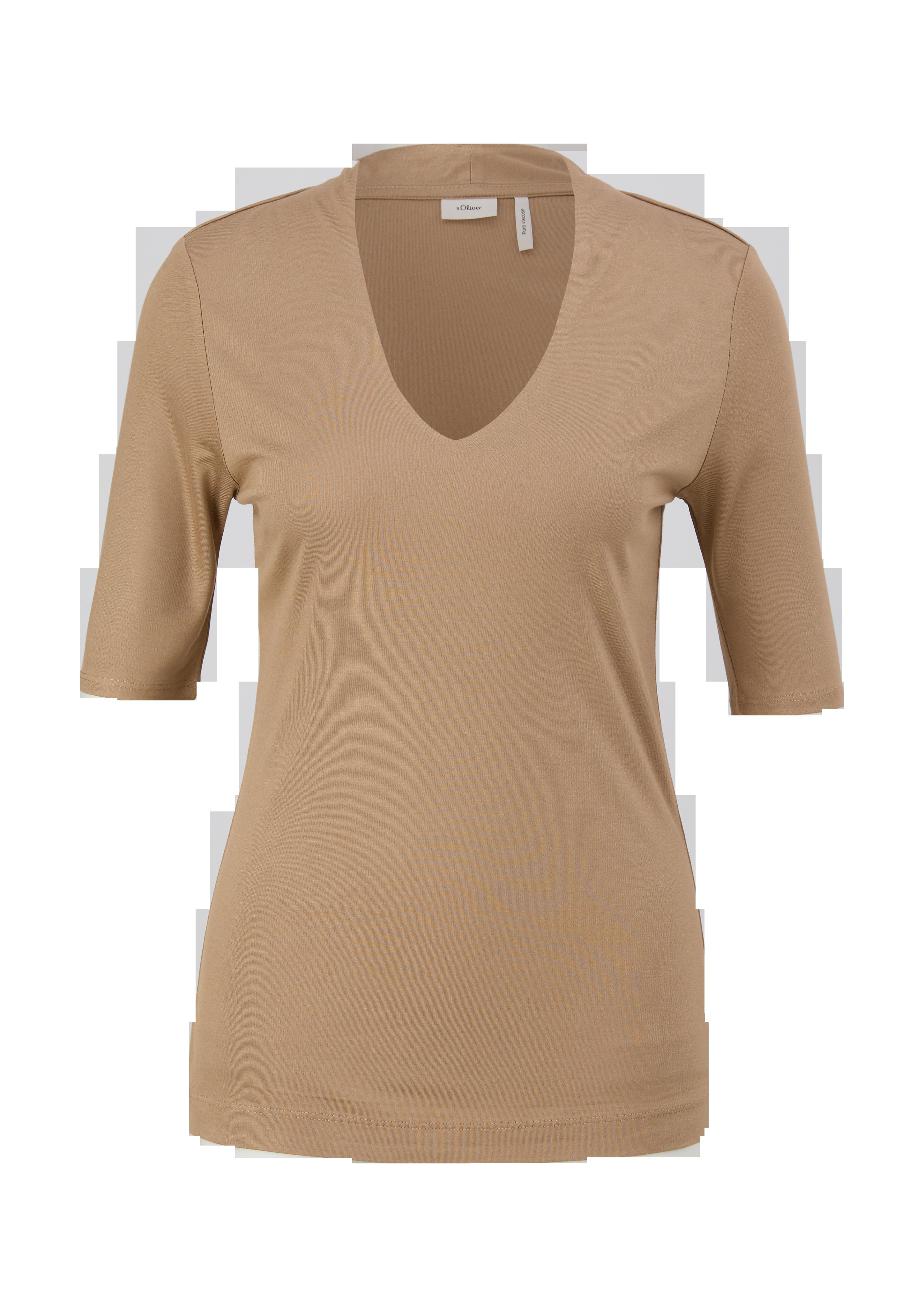 Viskoseshirt mit V-Ausschnitt  2124323-8443
