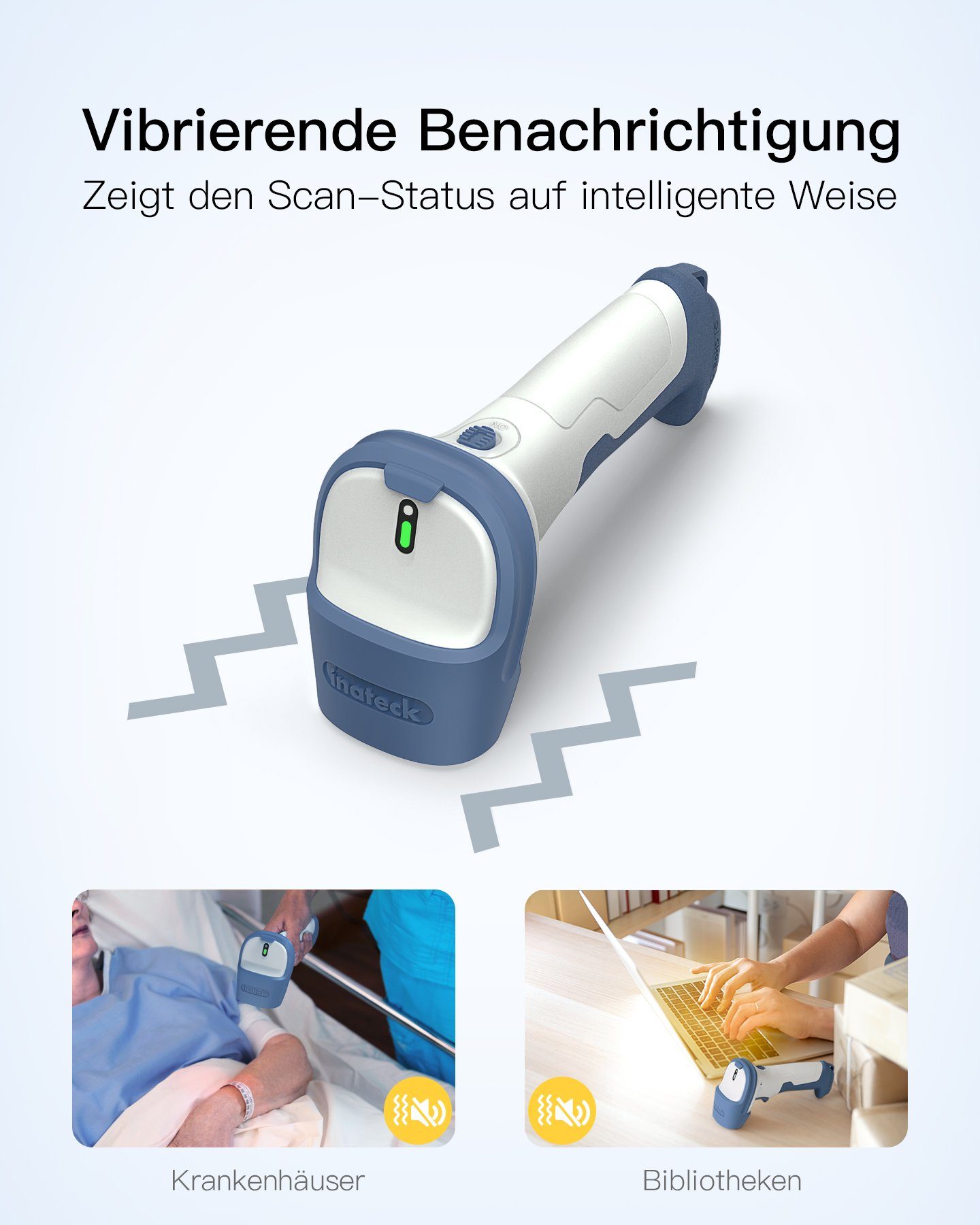 Inateck Wireless Barcode Scanner 2D, Bluetooth 5.0, 2.4Ghz Handscanner