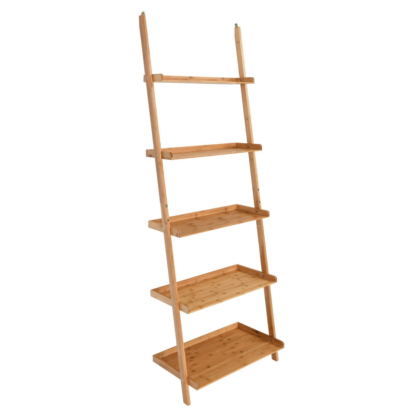 COSTWAY Leiterregal Standregal Lagerregal, Bambus, 5-stufig, 64x45x181cm