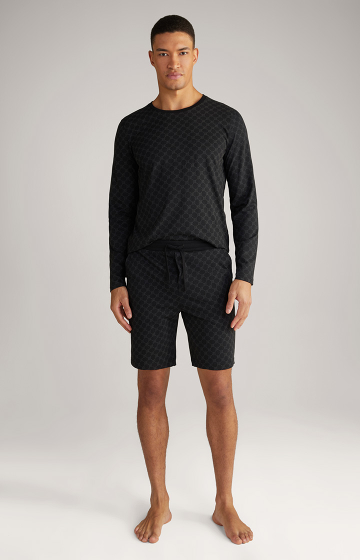 Loungewear Shorts in Schwarz gemustert